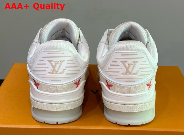 LV Trainer Sneaker in Beige Monogram Denim with Multicolor Jacquard Monogram Flowers Replica