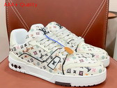 LV Trainer Sneaker in Beige Monogram Printed Grained Calf Leather 1ACXBG Replica