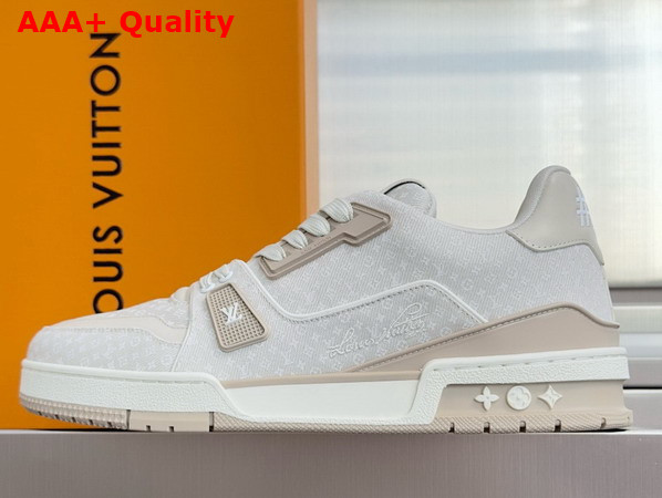 LV Trainer Sneaker in Beige Nanogram Denim 1AKQ4S Replica