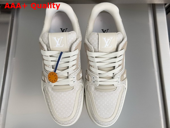 LV Trainer Sneaker in Beige Nanogram Denim 1AKQ4S Replica