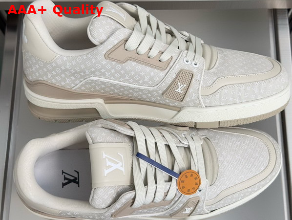 LV Trainer Sneaker in Beige Nanogram Denim 1AKQ4S Replica