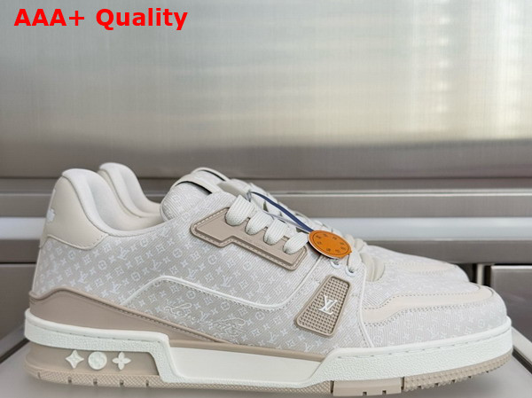LV Trainer Sneaker in Beige Nanogram Denim 1AKQ4S Replica