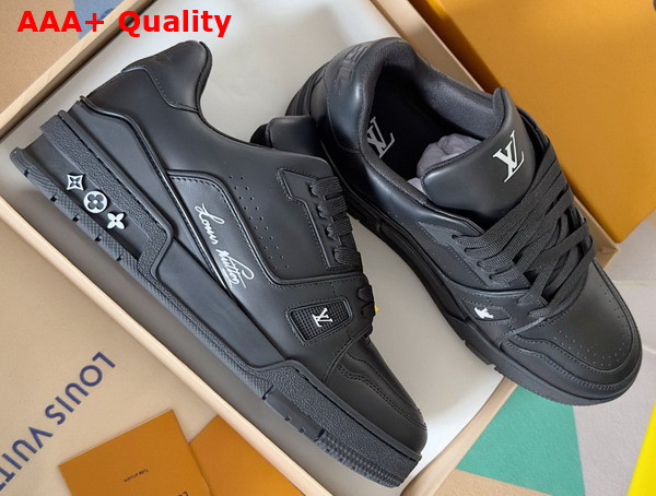 LV Trainer Sneaker in Black Calf Leather Replica