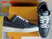 LV Trainer Sneaker in Black Matte Calf Leather 1AD9W8 Replica