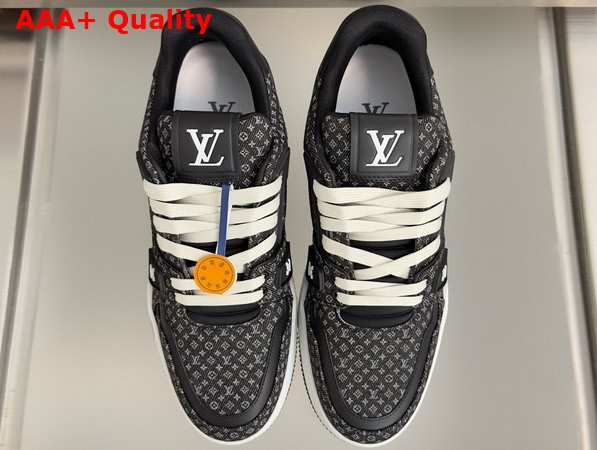 LV Trainer Sneaker in Black Nanogram Denim 1AKPC5 Replica
