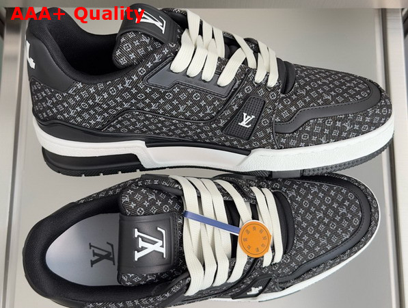 LV Trainer Sneaker in Black Nanogram Denim 1AKPC5 Replica
