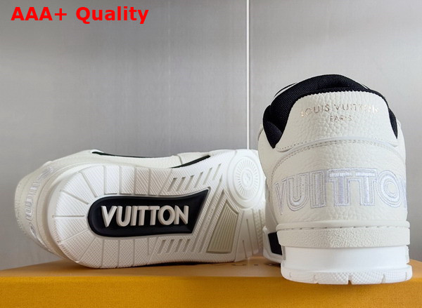 LV Trainer Sneaker in Black Nubuck Calf Leather and Grained Calf Leather Features a Distorted Monogram Flower On The Side 1ACW3K Replica