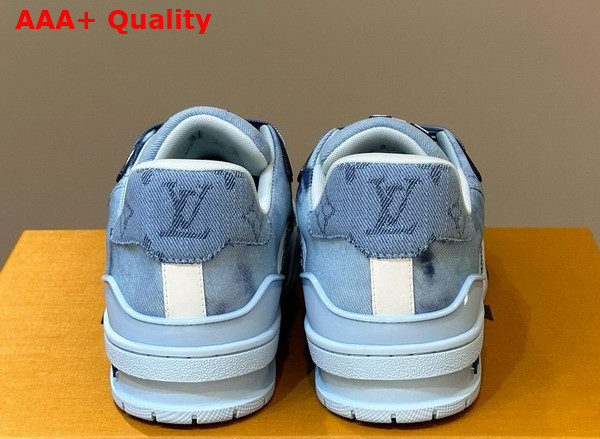 LV Trainer Sneaker in Blue Bleached Monogram Denim 1ACVNE Replica