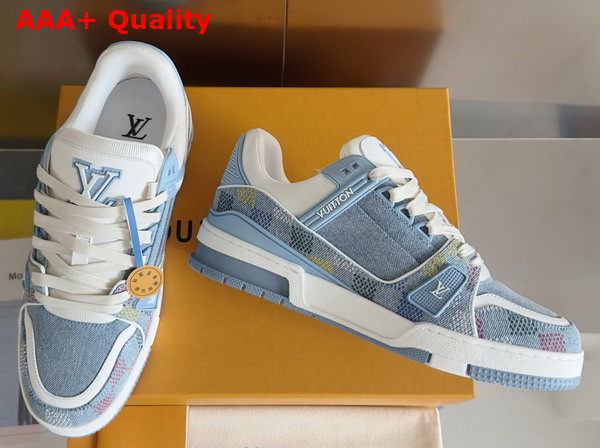 LV Trainer Sneaker in Blue Damier Printed Denim 1AHCYB Replica