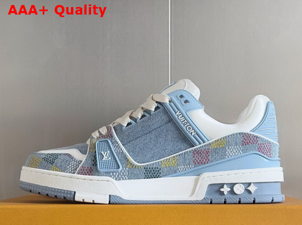 LV Trainer Sneaker in Blue Damier Printed Denim 1AHCYB Replica