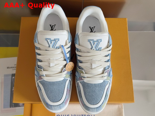 LV Trainer Sneaker in Blue Damier Printed Denim 1AHCYB Replica