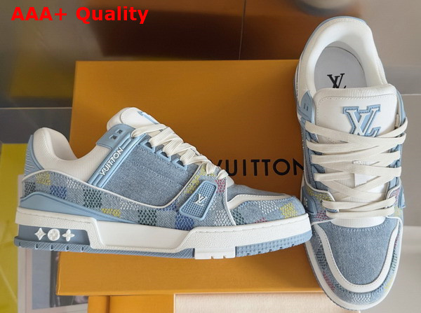 LV Trainer Sneaker in Blue Damier Printed Denim 1AHCYB Replica