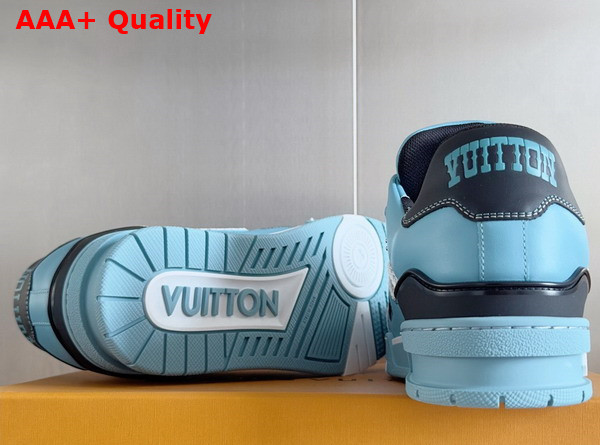 LV Trainer Sneaker in Blue Grained Calf Leather with Colorful Accents 1AD7K6 Replica