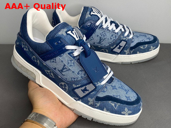 LV Trainer Sneaker in Blue Monogram Denim 1A7S4Z Replica