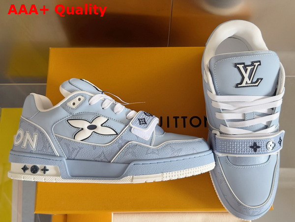 LV Trainer Sneaker in Blue Monogram Nubuck Calf Leather 1AHTV5 Replica