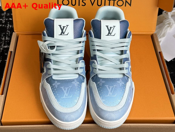 LV Trainer Sneaker in Blue Monogram Printed Canvas 1AJTQQ Replica