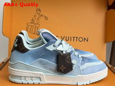 LV Trainer Sneaker in Blue Monogram Printed Canvas 1AJTQQ Replica