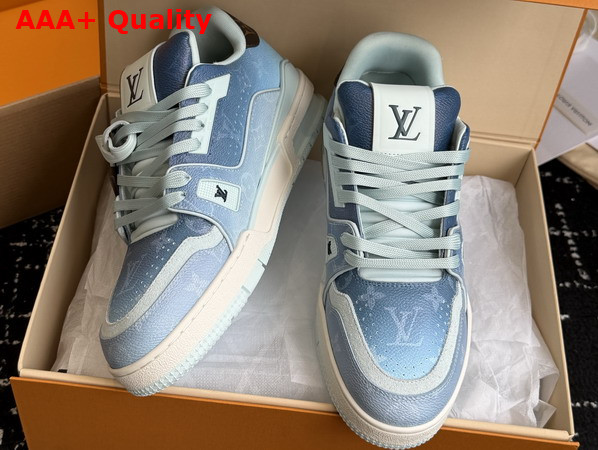LV Trainer Sneaker in Blue Monogram Printed Canvas 1AJTQQ Replica