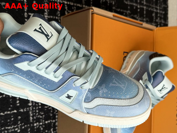 LV Trainer Sneaker in Blue Monogram Printed Canvas 1AJTQQ Replica