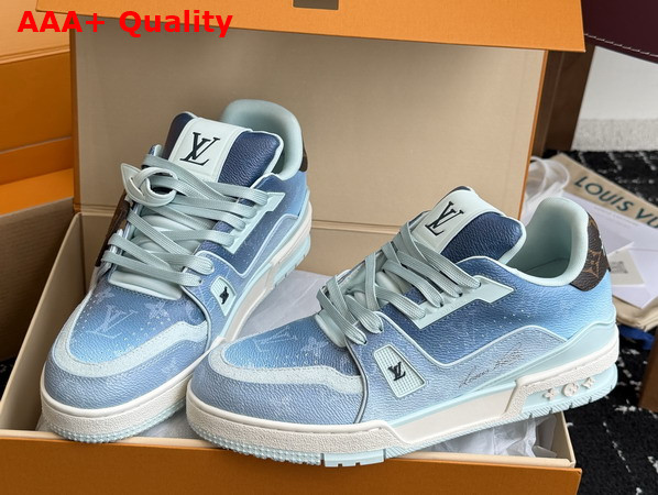 LV Trainer Sneaker in Blue Monogram Printed Canvas 1AJTQQ Replica