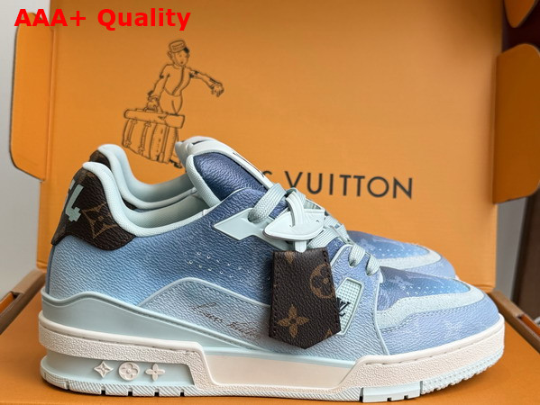 LV Trainer Sneaker in Blue Monogram Printed Canvas 1AJTQQ Replica