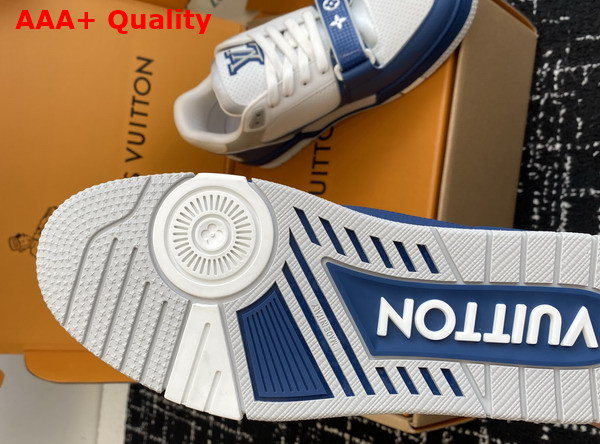 LV Trainer Sneaker in Blue Perforated Calf Leather 1AHTBR Replica
