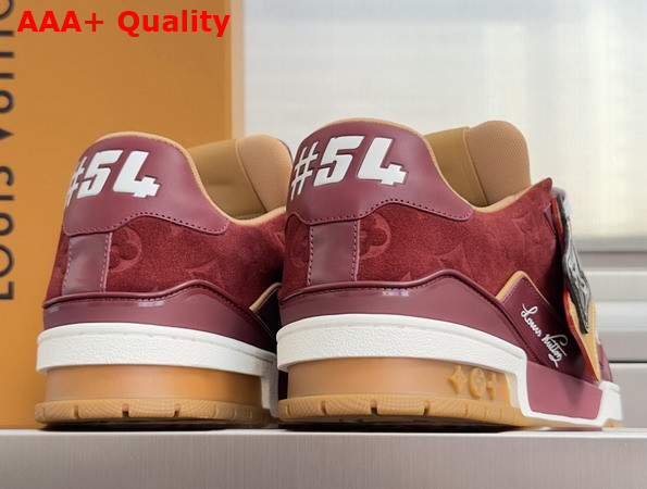 LV Trainer Sneaker in Bordeaux Red Suede Calf Leather and Plain Calf Leather 1AKR3W Replica