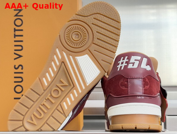 LV Trainer Sneaker in Bordeaux Red Suede Calf Leather and Plain Calf Leather 1AKR3W Replica