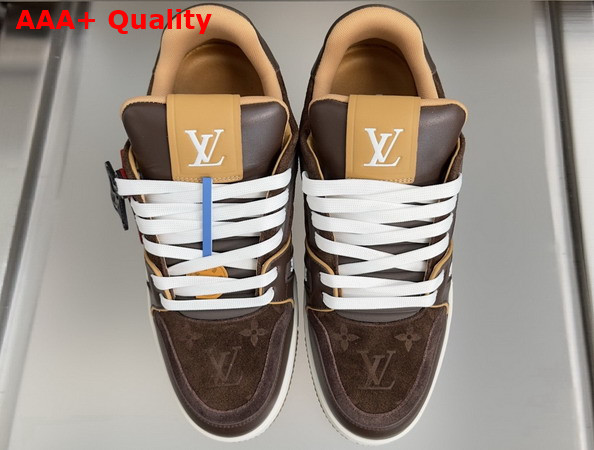 LV Trainer Sneaker in Brown Suede Calf Leather and Plain Calf Leather 1AKR3D Replica