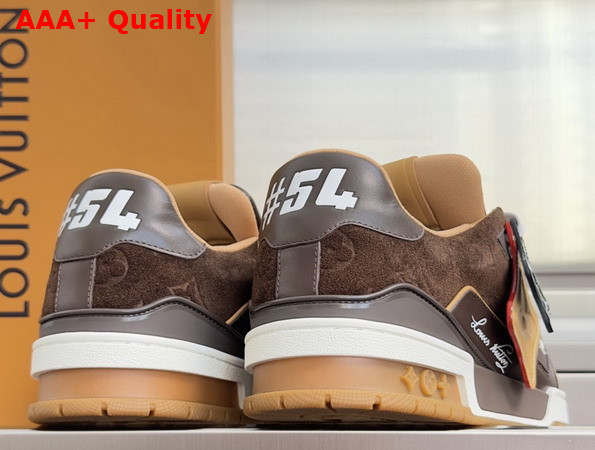 LV Trainer Sneaker in Brown Suede Calf Leather and Plain Calf Leather 1AKR3D Replica