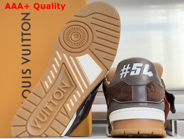 LV Trainer Sneaker in Brown Suede Calf Leather and Plain Calf Leather 1AKR3D Replica