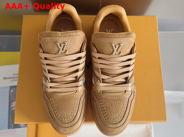 LV Trainer Sneaker in Cognac Brown Grained Nubuck Buffalo Leather 1ADHB5 Replica