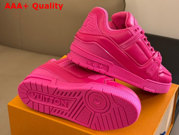 LV Trainer Sneaker in Fuchsia Calf Leather 1AC5C9 Replica