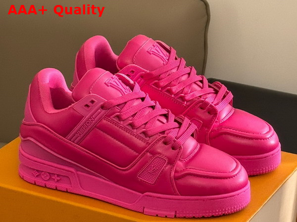 LV Trainer Sneaker in Fuchsia Calf Leather 1AC5C9 Replica