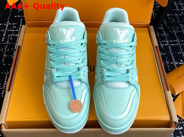 LV Trainer Sneaker in Green Grained Nubuck Calf Leather 1ACRMT Replica