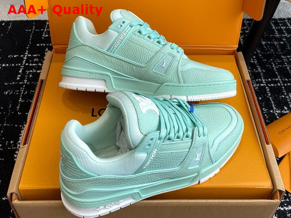 LV Trainer Sneaker in Green Grained Nubuck Calf Leather 1ACRMT Replica