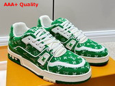 LV Trainer Sneaker in Green Monogram Textile 1ABFS6 Replica