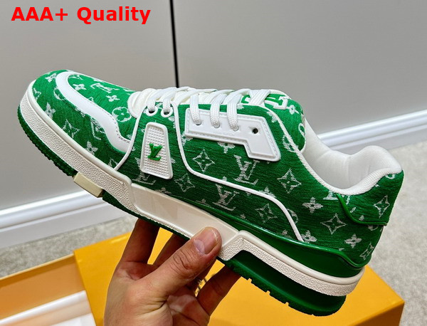 LV Trainer Sneaker in Green Monogram Textile 1ABFS6 Replica