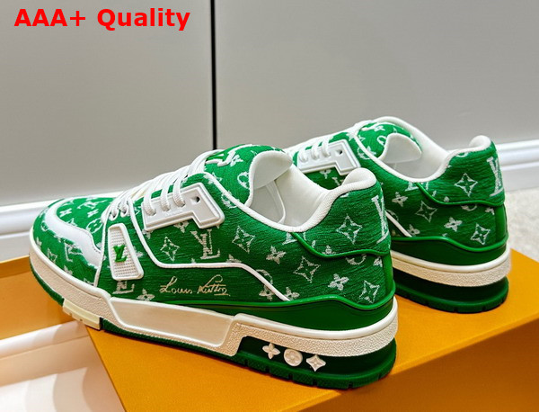 LV Trainer Sneaker in Green Monogram Textile 1ABFS6 Replica