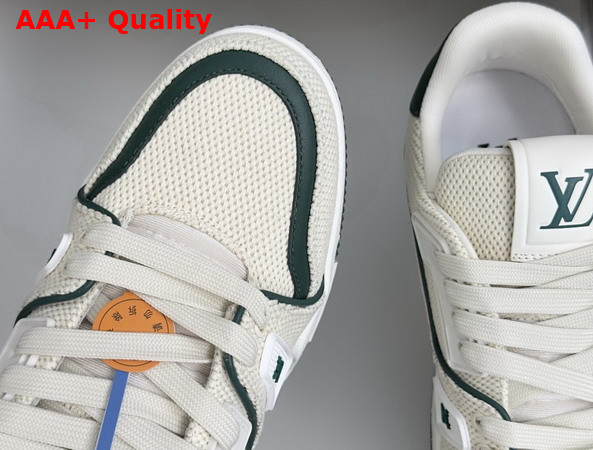 LV Trainer Sneaker in Lightweight Canvas with Green Leather Trim 1AK89C Replica