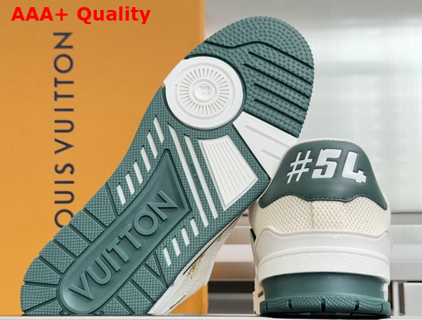 LV Trainer Sneaker in Lightweight Canvas with Green Leather Trim 1AK89C Replica