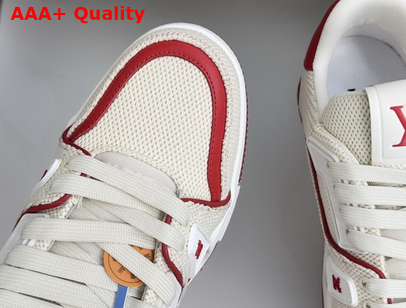 LV Trainer Sneaker in Lightweight Canvas with Red Leather Trim 1AK88S Replica