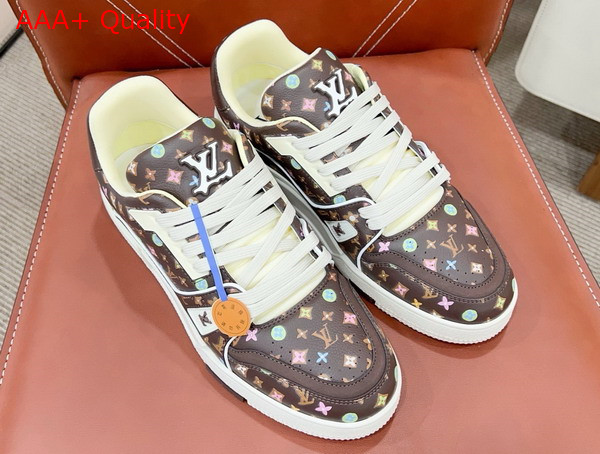LV Trainer Sneaker in Moka Brown Monogram Printed Grained Calf Leather 1ACXB1 Replica