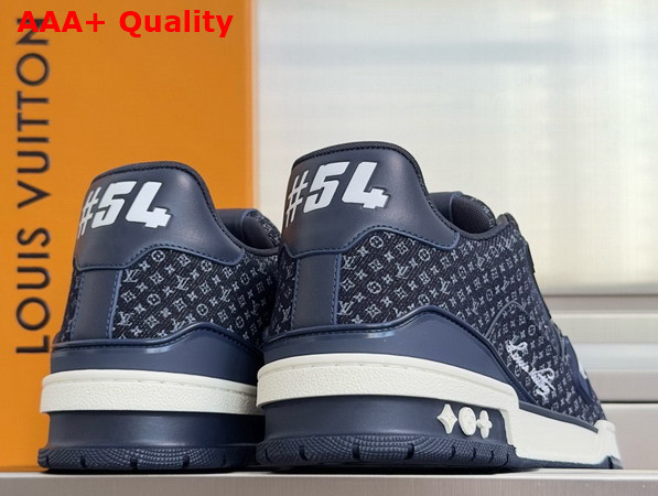 LV Trainer Sneaker in Navy Blue Nanogram Denim 1AKPZR Replica