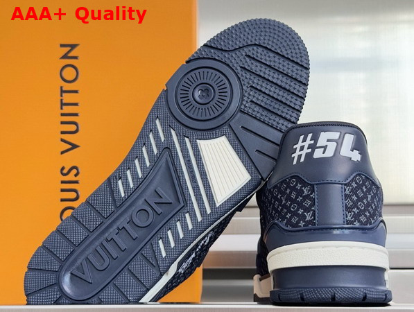 LV Trainer Sneaker in Navy Blue Nanogram Denim 1AKPZR Replica