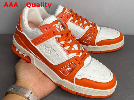 LV Trainer Sneaker in Orange Monogram Embossed Grained Calf Leather 1A811O Replica