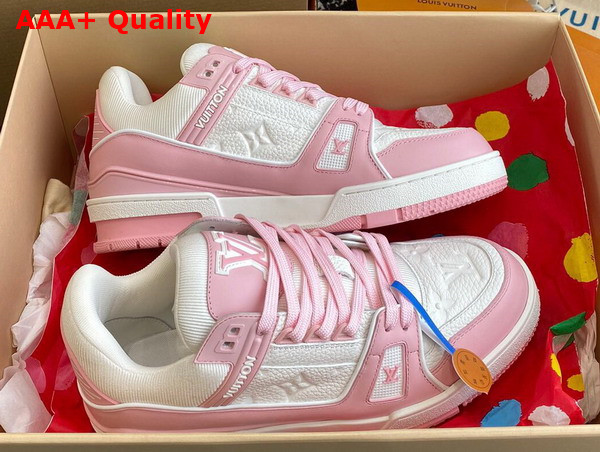 LV Trainer Sneaker in Pink Grained Calf Leather 1AGZCN Replica