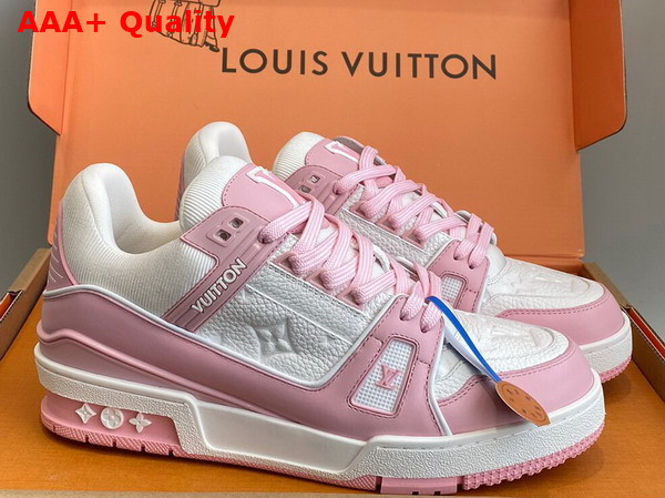 LV Trainer Sneaker in Pink Grained Calf Leather 1AGZCN Replica