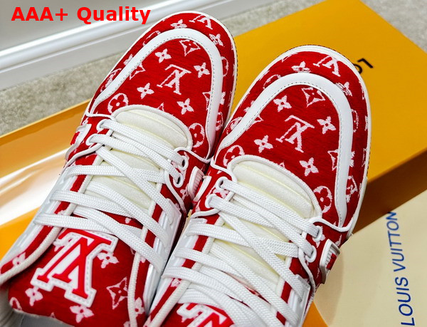 LV Trainer Sneaker in Red Monogram Textile 1ABFSQ Replica
