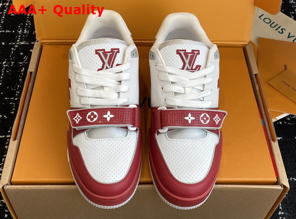LV Trainer Sneaker in Red Perforated Calf Leather 1AHTCB Replica